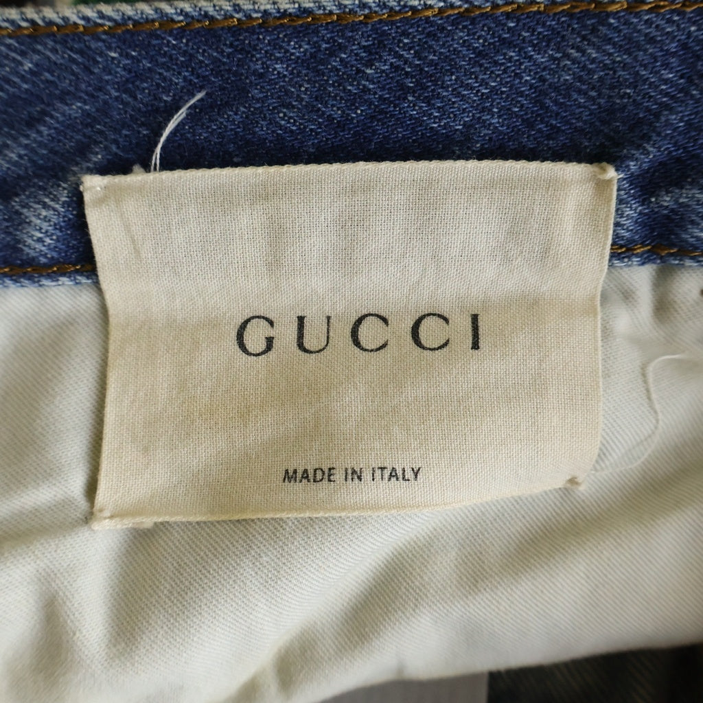 GUCCI(グッチ) Embroidery 刺繍 ストレート デニムパンツ インディゴ 452544 XR425