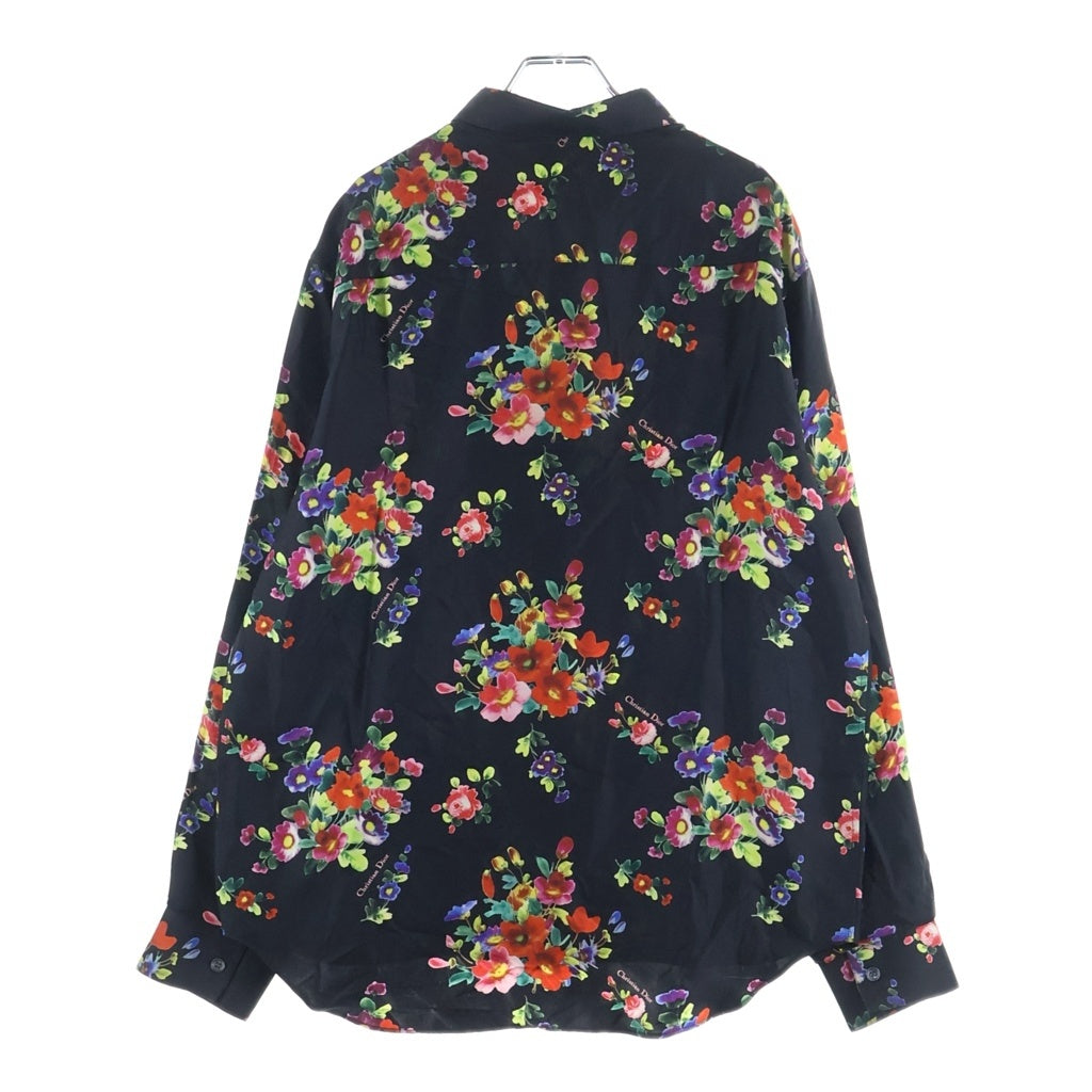 DIOR(ディオール) 19SS ×KAWS BEE刺繍 総柄シルク長袖シャツ ブラック 23C561W6009