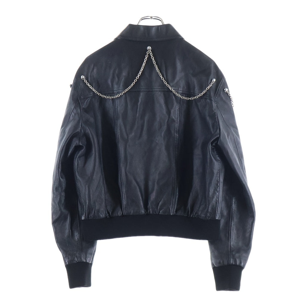 CELINE(セリーヌ) 21AW TEEN KNIGHT POEM Oversized Blouson Jacket ラムスキンオーバーサイズレザーブルゾンジャケット 2E973280D ブラック