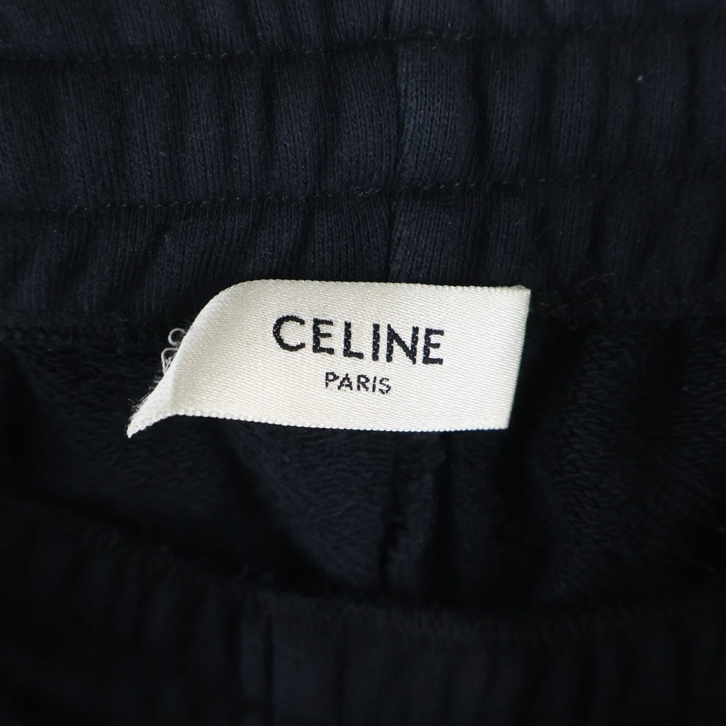 CELINE(セリーヌ) 21AW CHAINS TRACK PANTS IN COTTON FLEECE コットンフリース チェーン ジョガーパンツ スウェットパンツ 2Z108052H ブラック