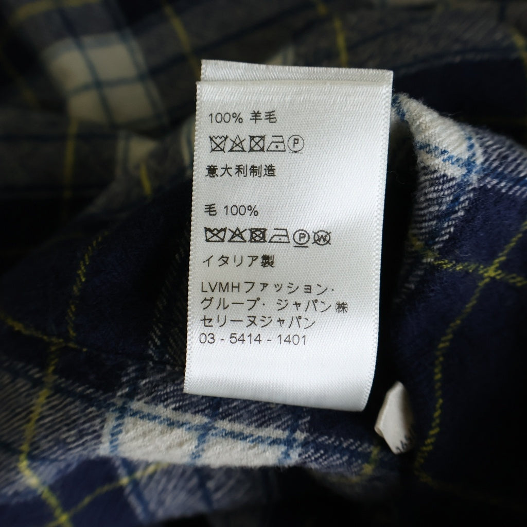 CELINE(セリーヌ) 21AW Check Wool Oversized Shirts チェック柄 オーバーサイズ 長袖ウールシャツ ブルー/ホワイト 2C555198O