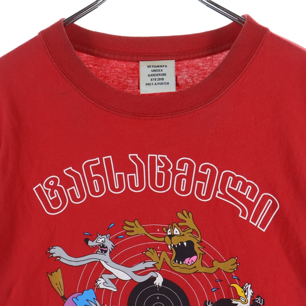 VETEMENTS(ヴェトモン) 19SS cartoon カートゥーン クルーネックTシャツ レッド USS197070
