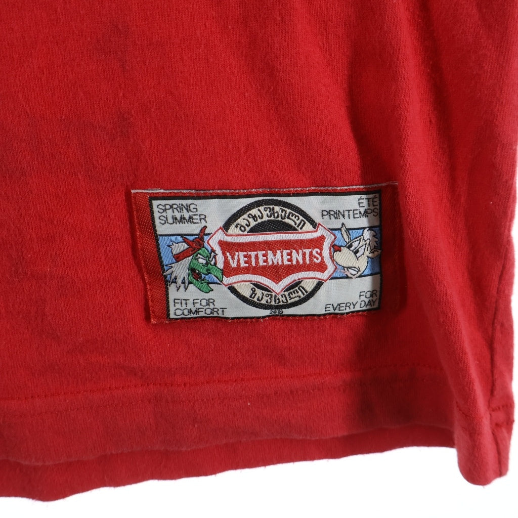 VETEMENTS(ヴェトモン) 19SS cartoon カートゥーン クルーネックTシャツ レッド USS197070