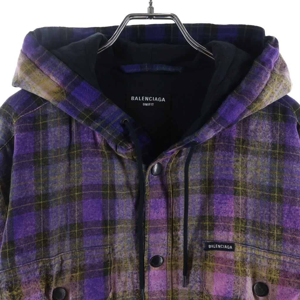 BALENCIAGA(バレンシアガ) Bleached Flannel Overshirt ブリーチド フランネル オーバー長袖シャツ パープル 699223 TMM09