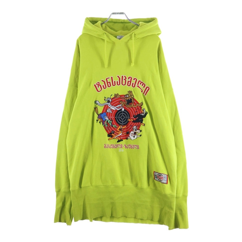 VETEMENTS(ヴェトモン) 19SS カートゥーンプリントスウェットプルオーバーパーカー オーバーサイズフーディ イエロー USS197010