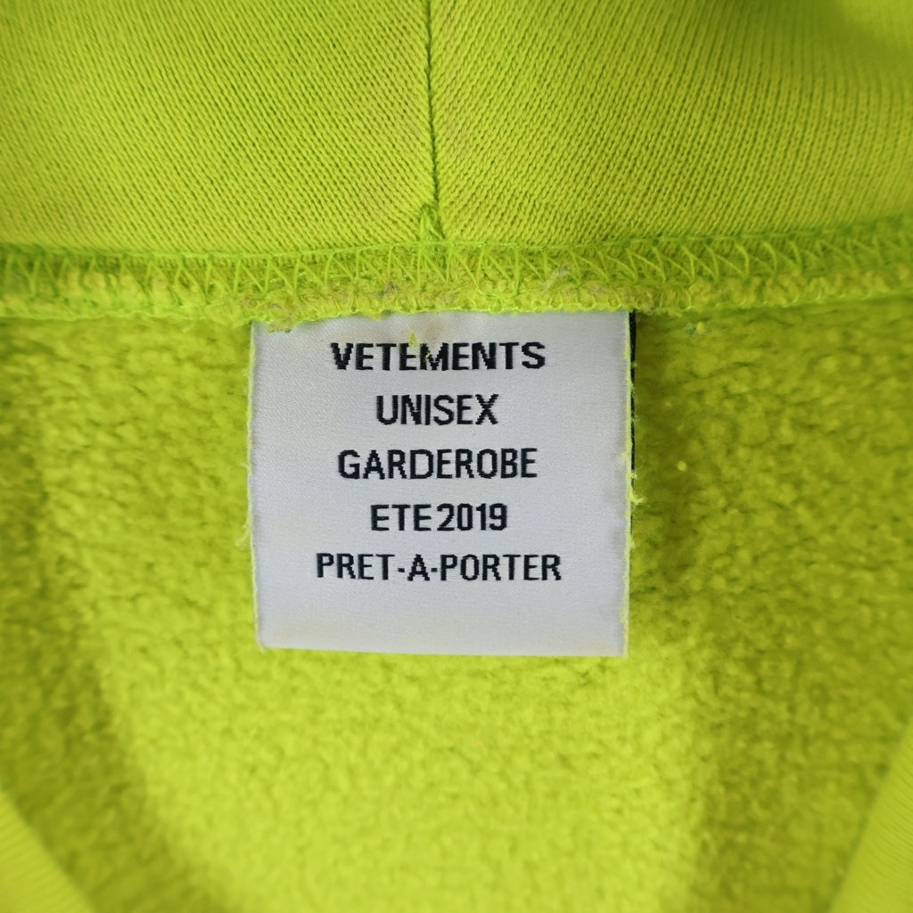 VETEMENTS(ヴェトモン) 19SS カートゥーンプリントスウェットプルオーバーパーカー オーバーサイズフーディ イエロー USS197010