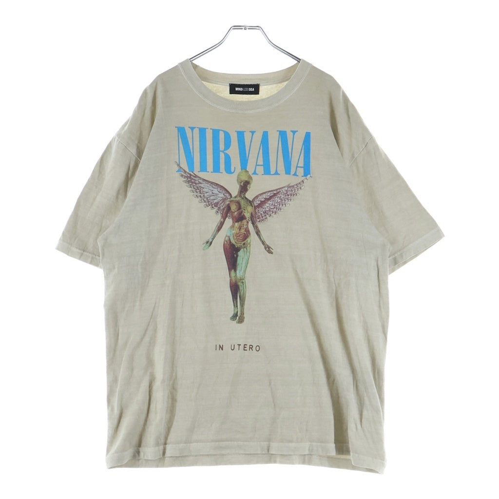 WIND AND SEA(ウィンダンシー) ×NIRVANA IN UTERO ニルヴァーナプリント 半袖Tシャツ カットソー ベージュ WDS-O-NVN-25-Q4-03