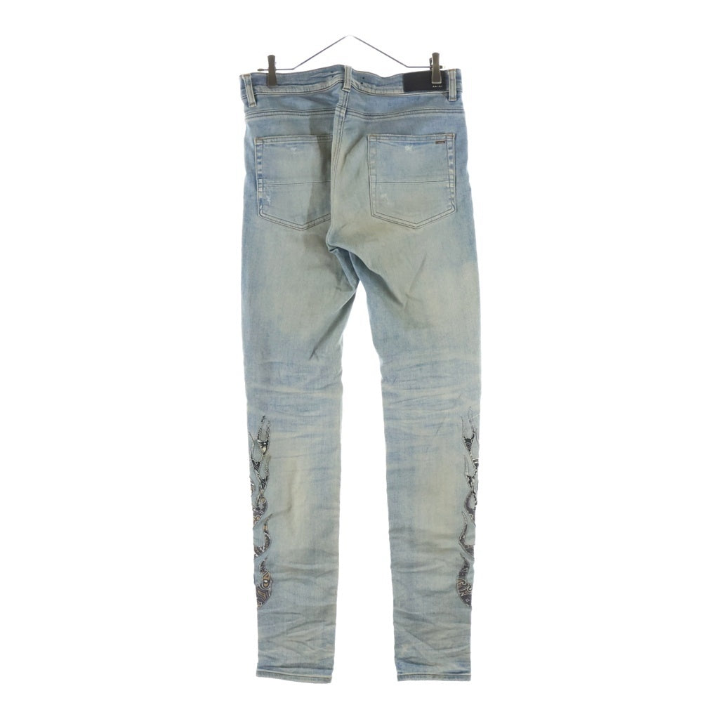 AMIRI(アミリ) ダメージ加工 スキニーデニムパンツ バンダナデザインデニムパンツ インディゴ SR1PS22MDS192SAMDSI