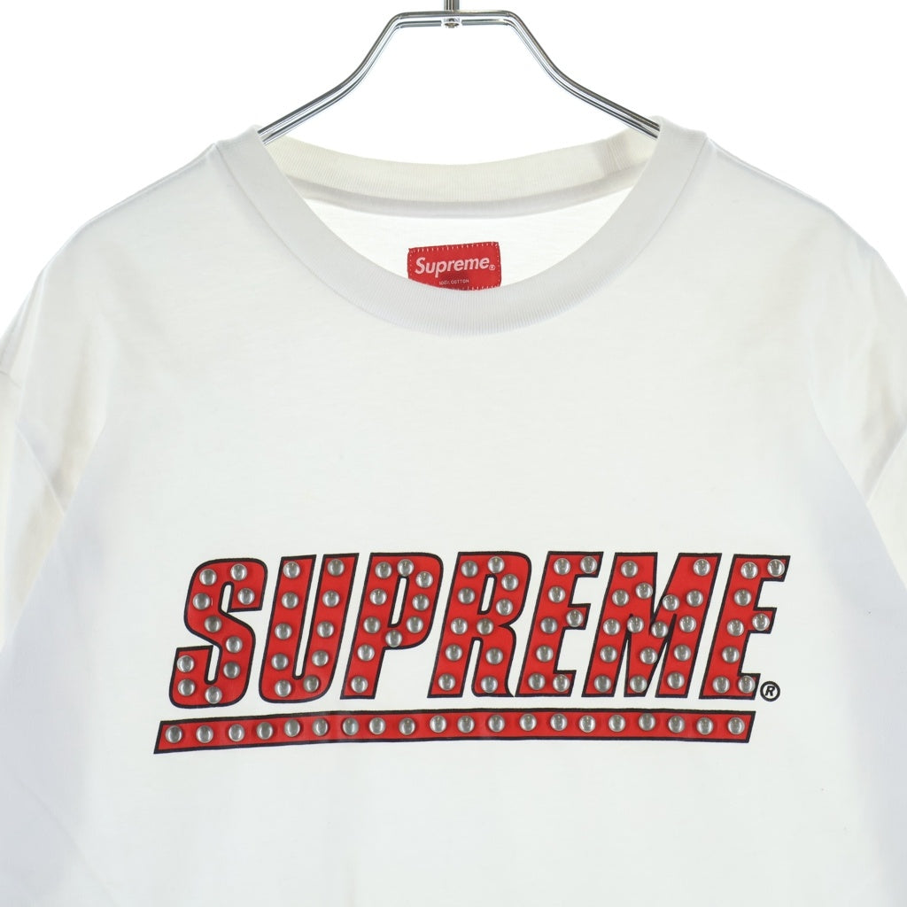 SUPREME(シュプリーム) 20SS Studded L/S Top ロゴスタッズプリント クルーネック長袖カットソーTシャツ ホワイト