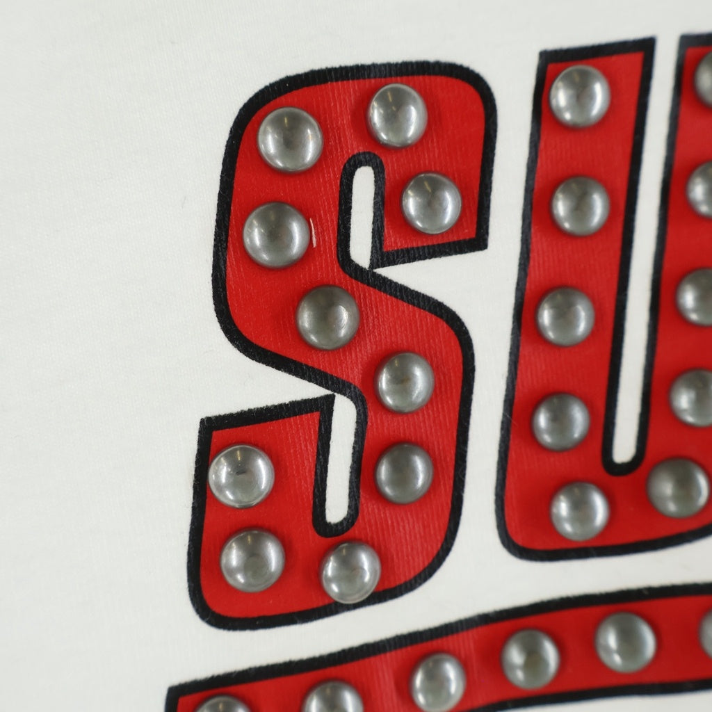 SUPREME(シュプリーム) 20SS Studded L/S Top ロゴスタッズプリント クルーネック長袖カットソーTシャツ ホワイト