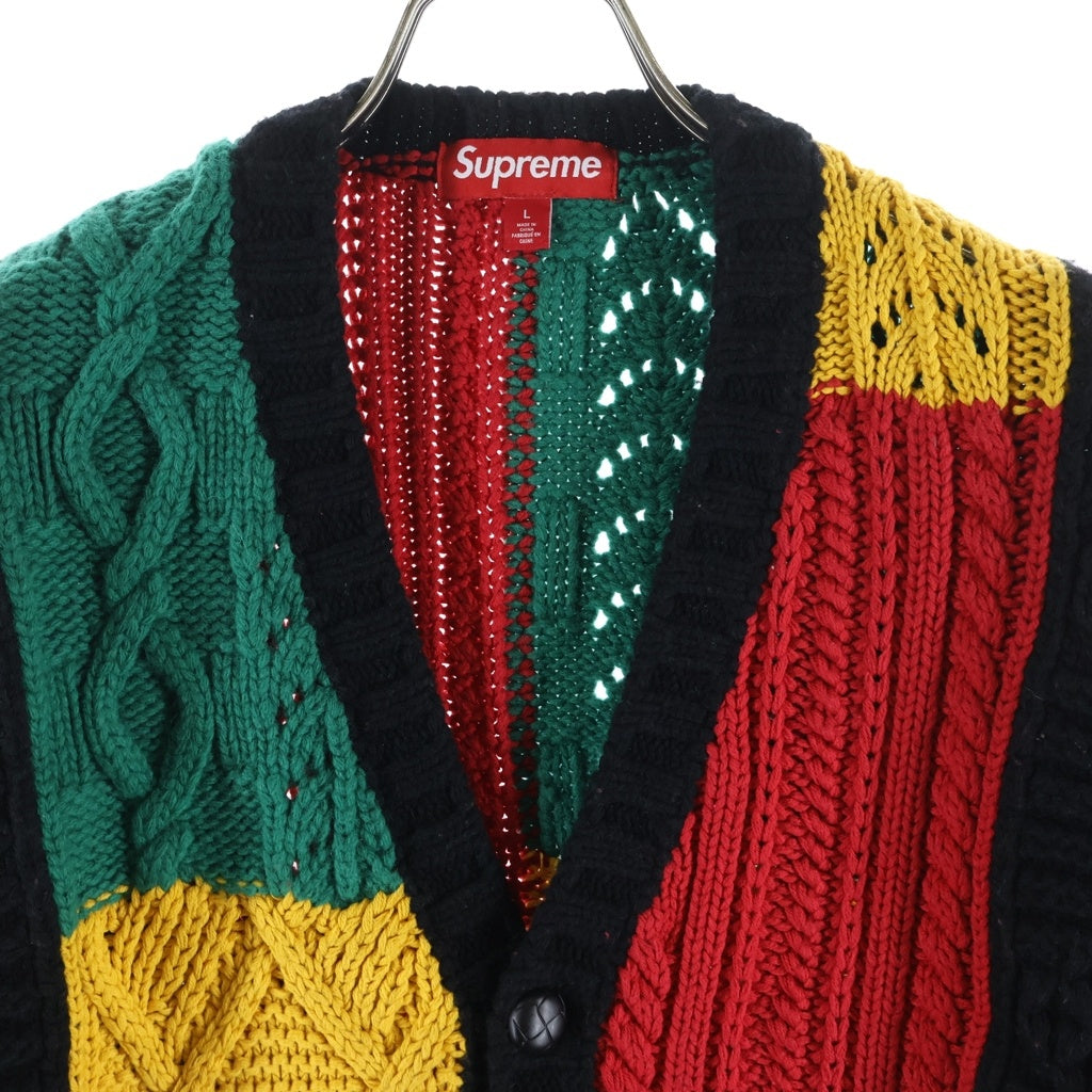 SUPREME(シュプリーム) 23AW Patchwork Cable Knit Cardigan パッチワークケーブルニットカーディガン マルチカラー
