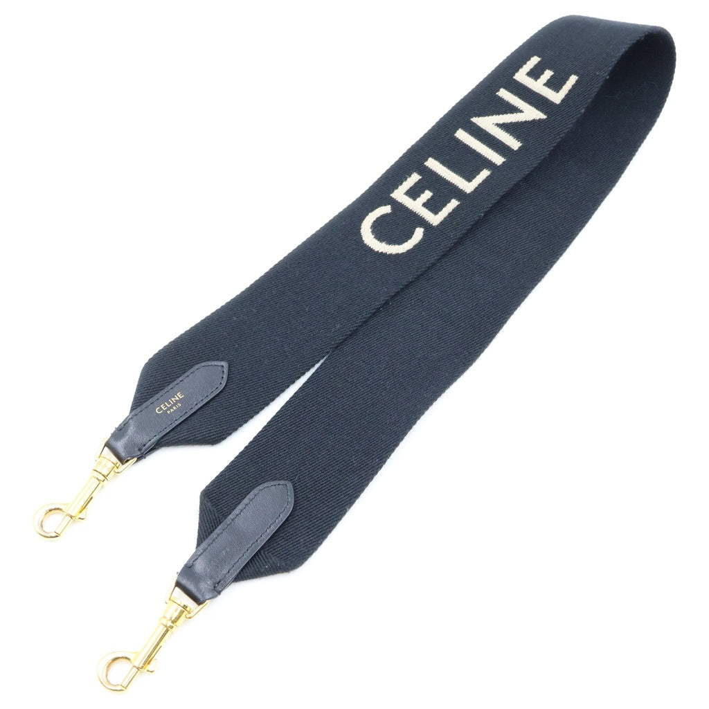CELINE(セリーヌ) ロゴ ショルダーストラップ キャンバス×レザー×GP ブラック レディース