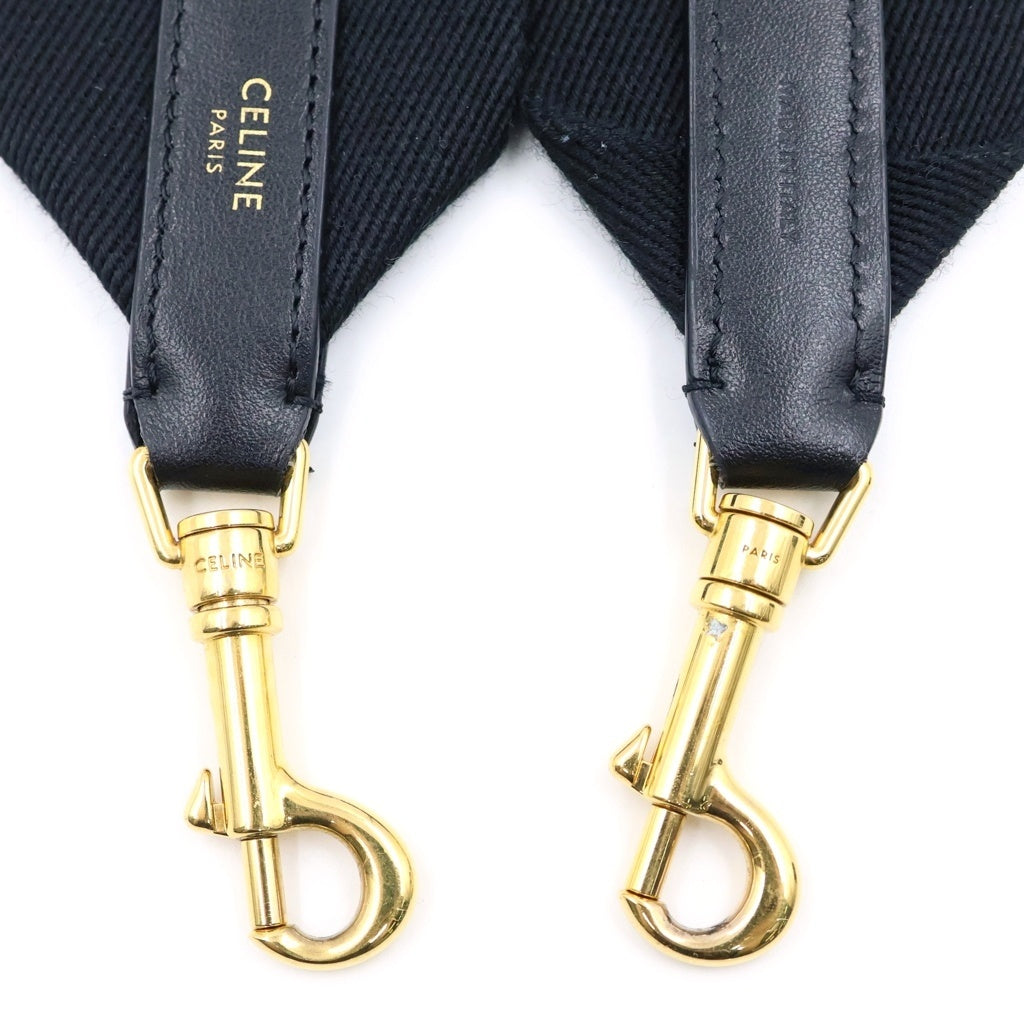 CELINE(セリーヌ) ロゴ ショルダーストラップ キャンバス×レザー×GP ブラック レディース