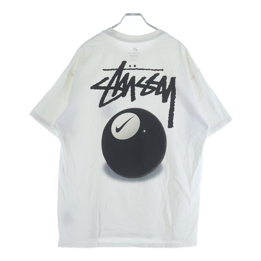 NIKE(ナイキ) ×STUSSY 8 BALL TEE ストゥーシー フロント8ボールプリント クルーネック半袖カットソーTシャツ ホワイト DO9322-100
