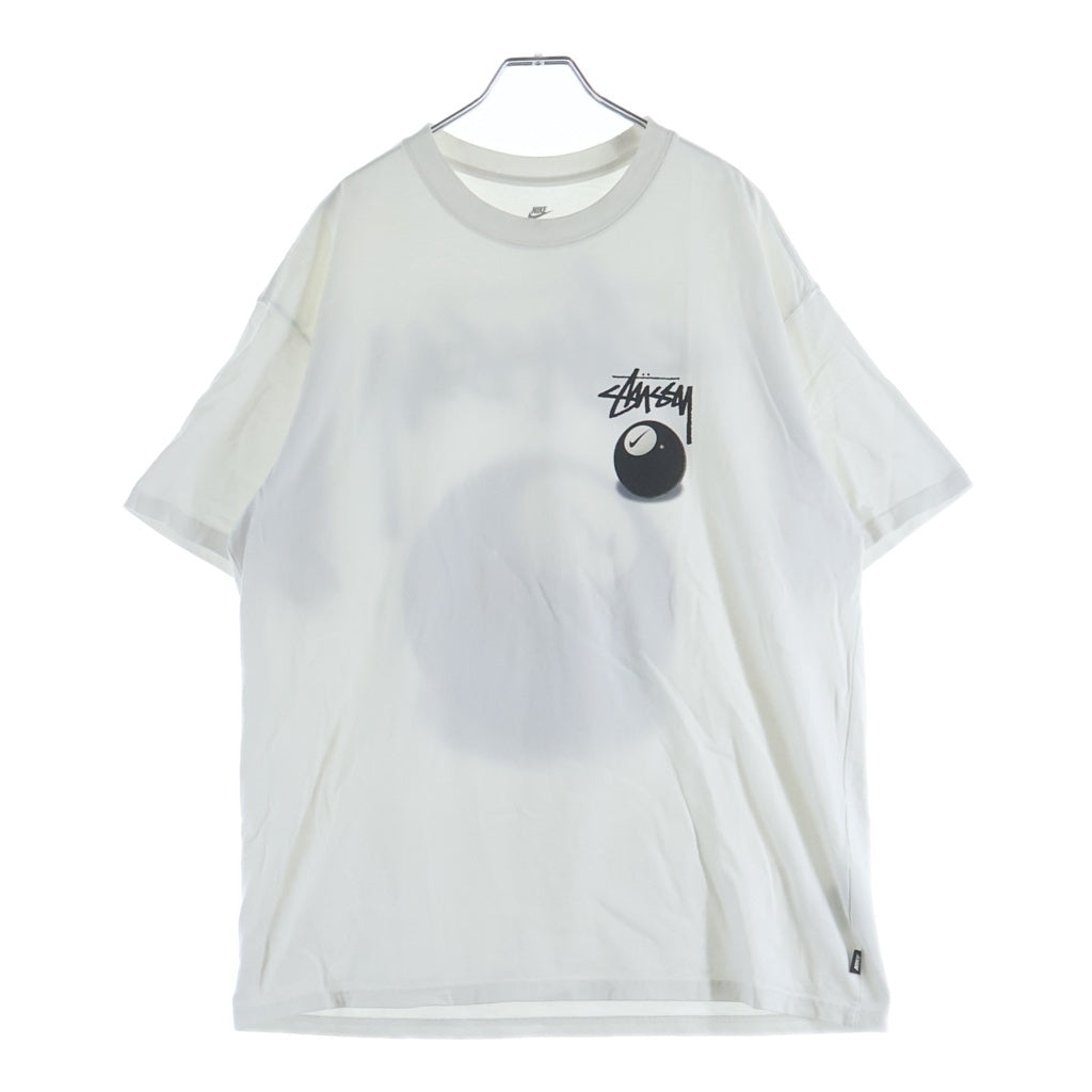 NIKE(ナイキ) ×STUSSY 8 BALL TEE ストゥーシー フロント8ボールプリント クルーネック半袖カットソーTシャツ ホワイト DO9322-100