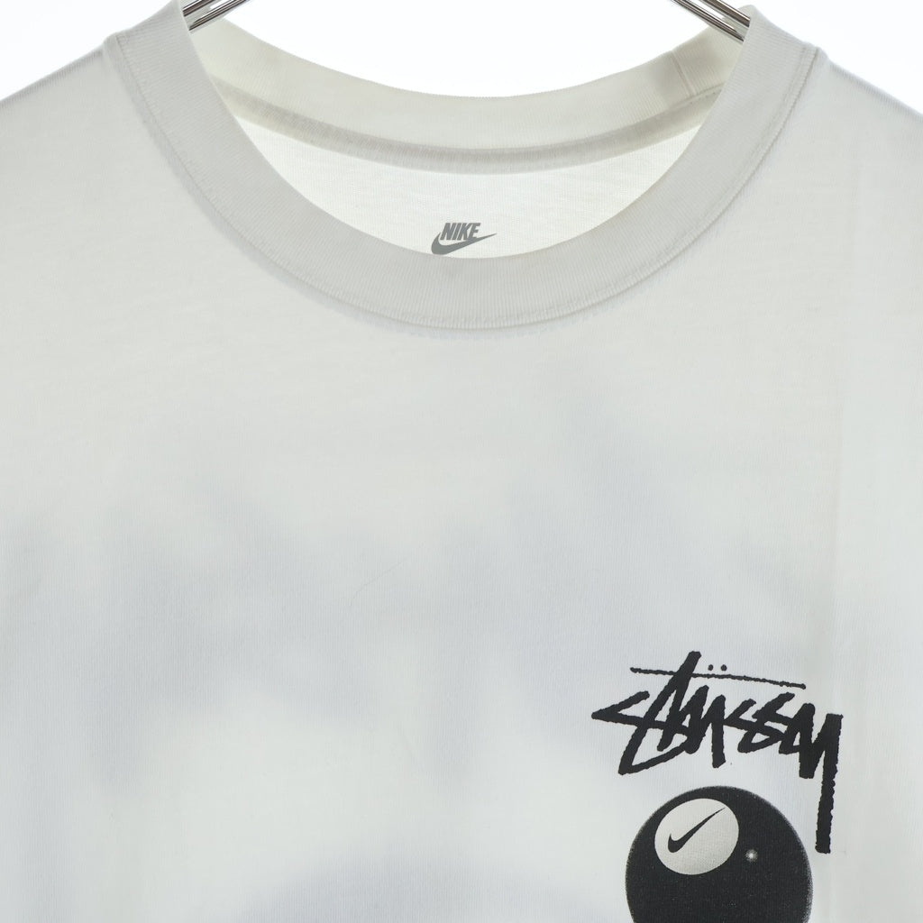 NIKE(ナイキ) ×STUSSY 8 BALL TEE ストゥーシー フロント8ボールプリント クルーネック半袖カットソーTシャツ ホワイト DO9322-100