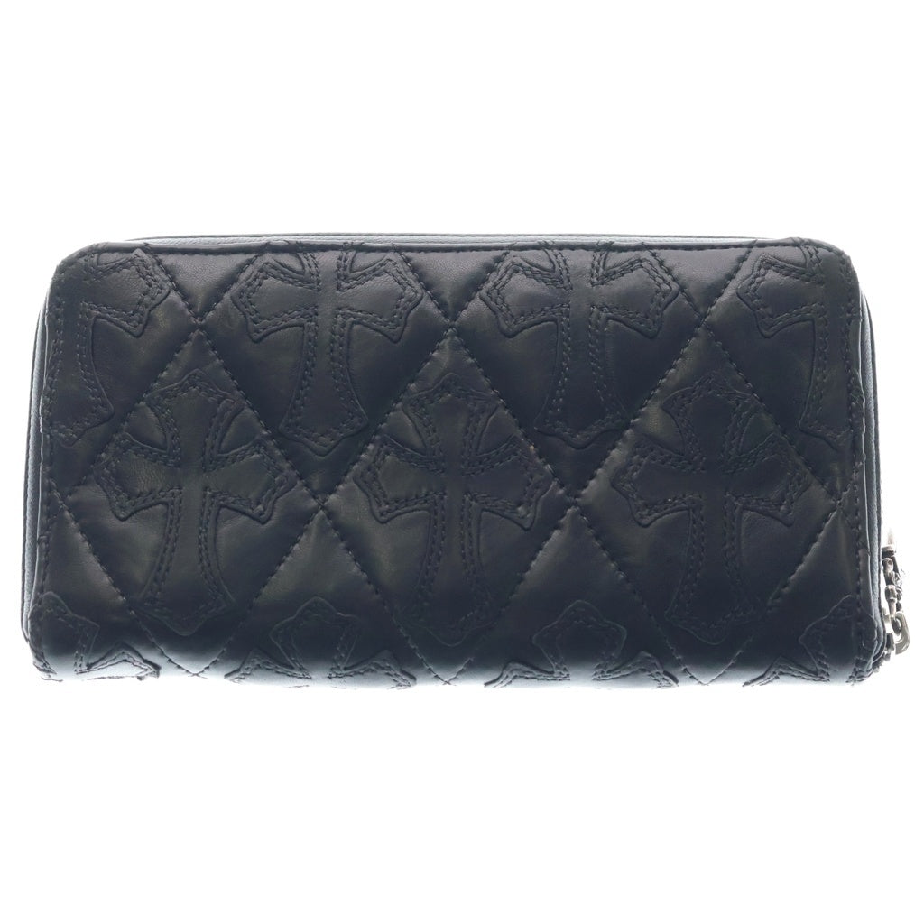 CHROME HEARTS(クロムハーツ) REC F ZIP QUILTED セメタリークロス キルティング レザーウォレット ブラック ‐