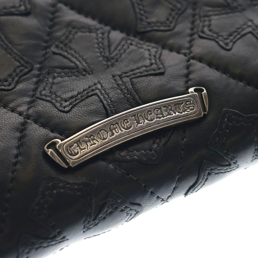 CHROME HEARTS(クロムハーツ) REC F ZIP QUILTED セメタリークロス キルティング レザーウォレット ブラック ‐