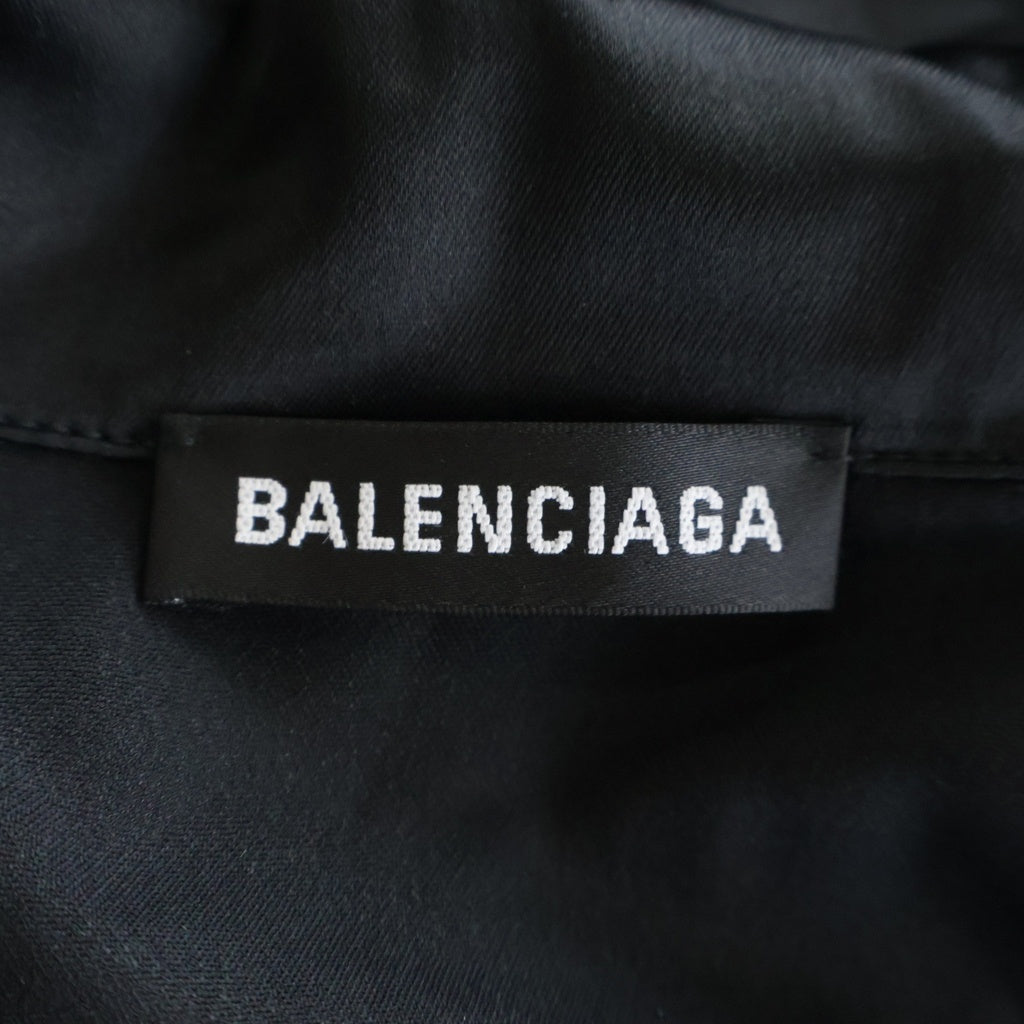 BALENCIAGA(バレンシアガ) レーヨンパジャマシャツ ポケットロゴ長袖シャツ ブラック 583406 TA021