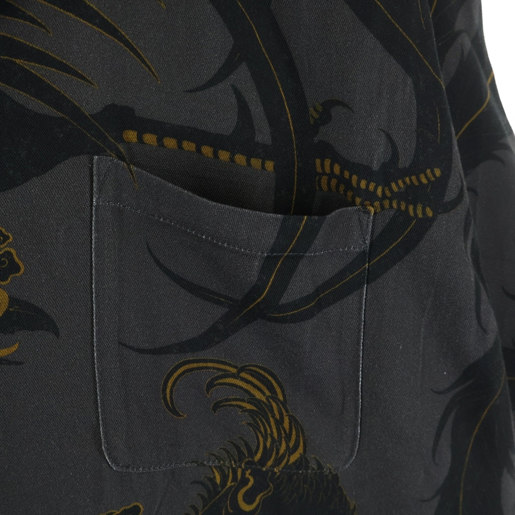 GAKKIN(ガッキン) × BUDSPOOL APHRODITEGANG HOLDINGS 黒瑞鳥 HAWAIIAN SHIRT アロハシャツ 半袖シャツ ブラック