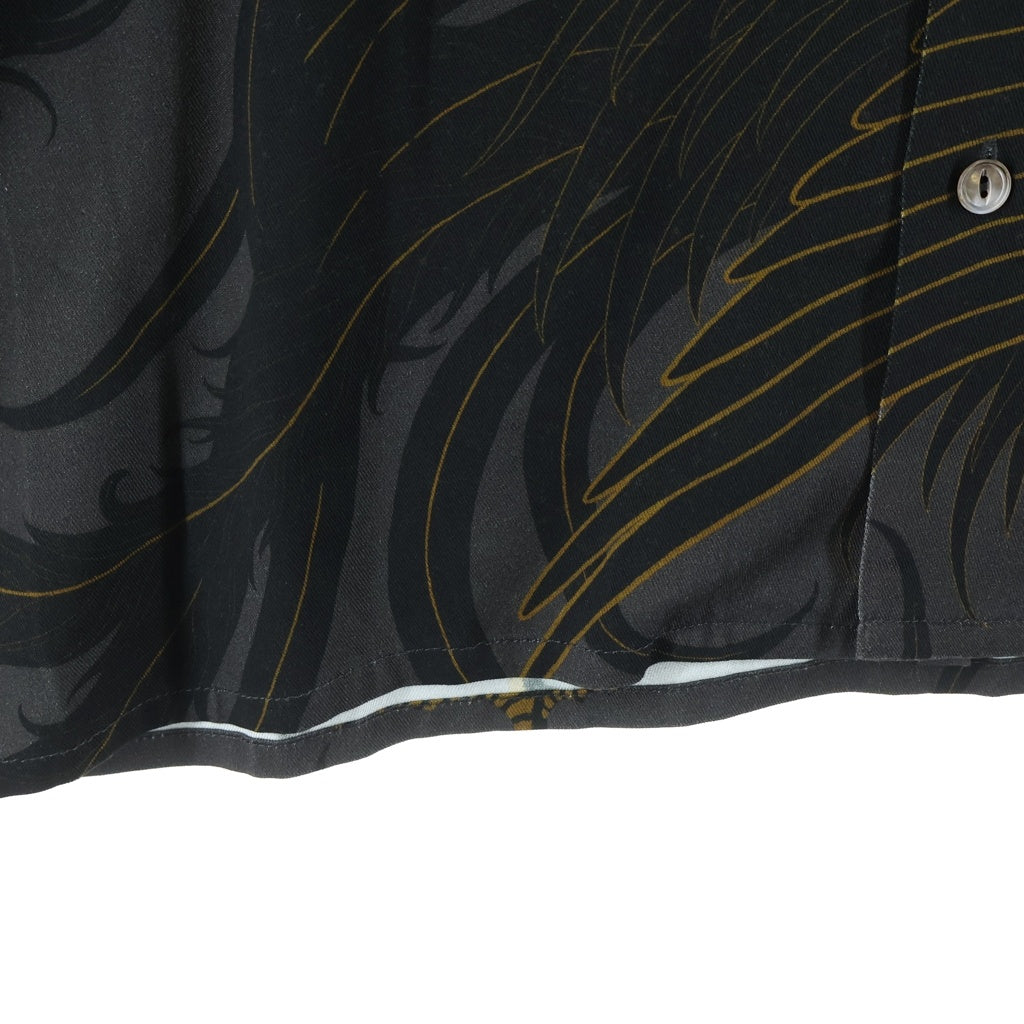 GAKKIN(ガッキン) × BUDSPOOL APHRODITEGANG HOLDINGS 黒瑞鳥 HAWAIIAN SHIRT アロハシャツ 半袖シャツ ブラック