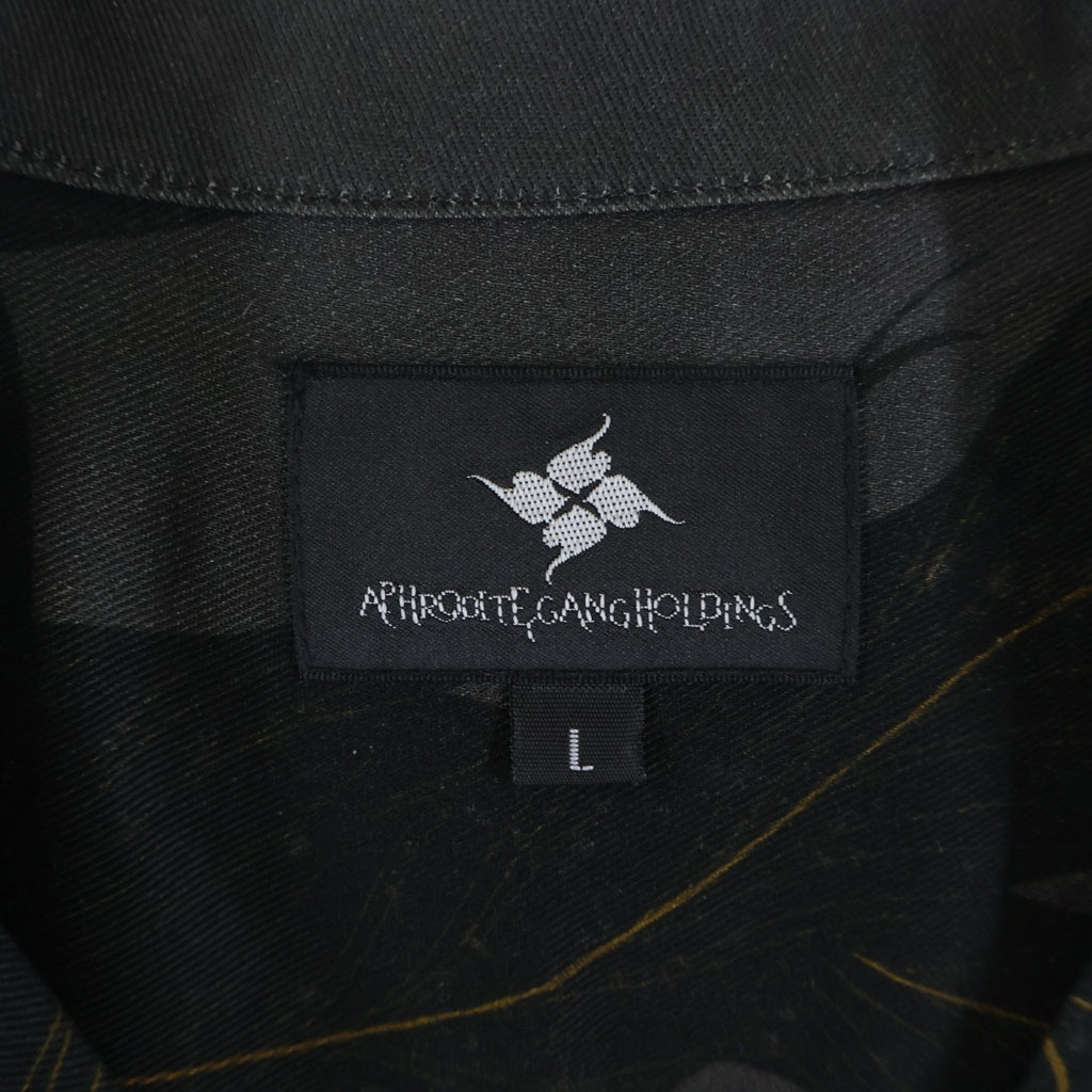 GAKKIN(ガッキン) × BUDSPOOL APHRODITEGANG HOLDINGS 黒瑞鳥 HAWAIIAN SHIRT アロハシャツ 半袖シャツ ブラック