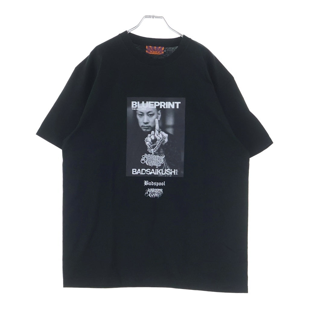 BUDSPOOL(バッズプール) BADSAIKUSH グラフィックプリント半袖Tシャツ カットソー ブラック
