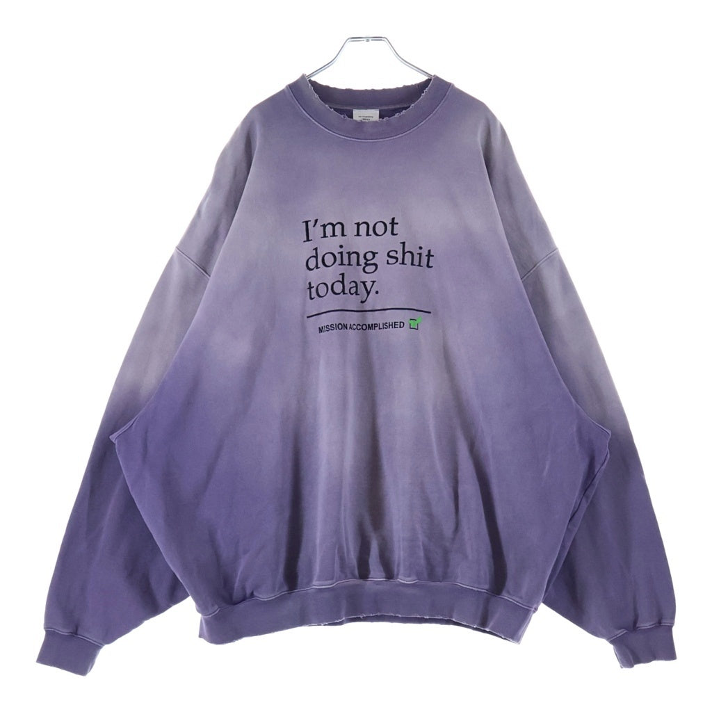 VETEMENTS(ヴェトモン) Purple sweatshirt with a vintage effect ヴィンテージ加工 クルーネックスウェット トレーナー パープル UE63CN160L