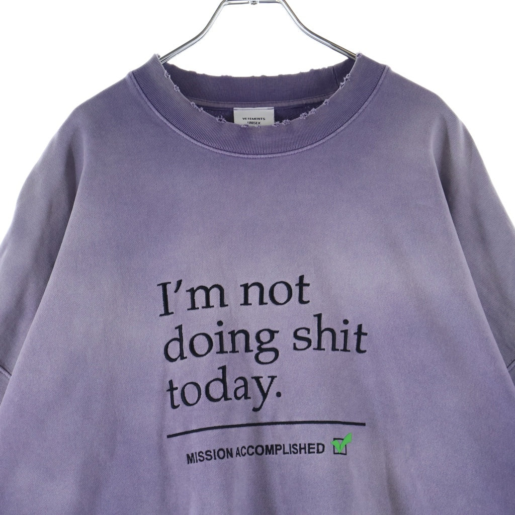 VETEMENTS(ヴェトモン) Purple sweatshirt with a vintage effect ヴィンテージ加工 クルーネックスウェット トレーナー パープル UE63CN160L