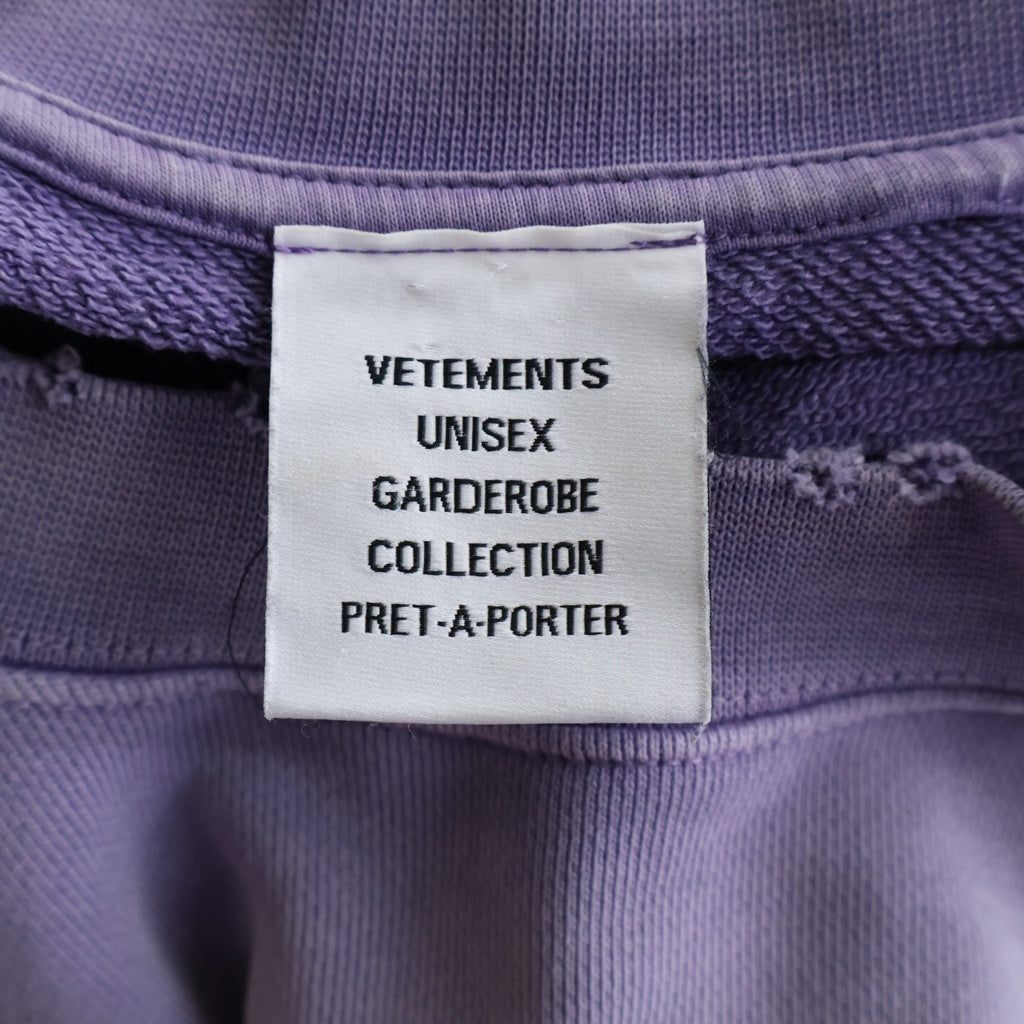 VETEMENTS(ヴェトモン) Purple sweatshirt with a vintage effect ヴィンテージ加工 クルーネックスウェット トレーナー パープル UE63CN160L