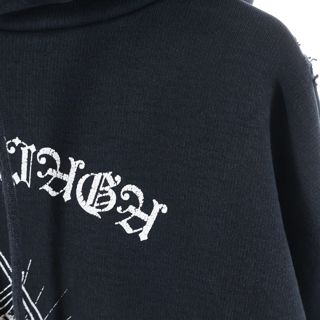 BALENCIAGA(バレンシアガ) 20AW ダメージ加工 ゴシックプリントオーバーサイズパーカー ブラック 641679 TJV79