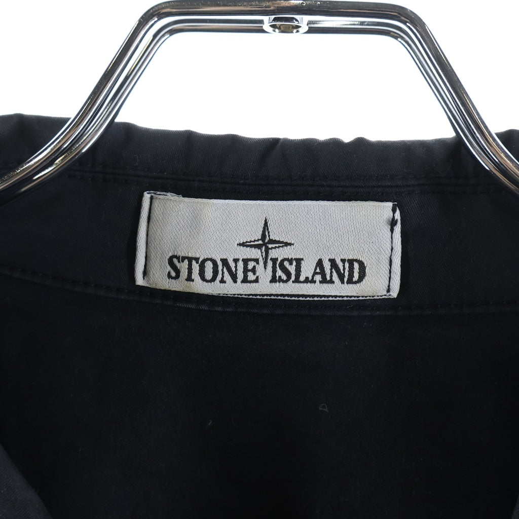 STONE ISLAND(ストーンアイランド) STRETCH TC GARMENT DYED SHORT SLEEVE 袖ロゴパッチ付き 半袖シャツ ブラック 811512410