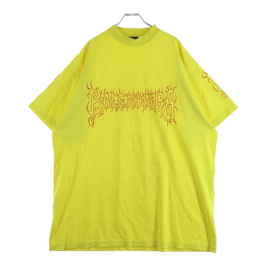 BALENCIAGA(バレンシアガ) DARKWAVE TEE ダークウェーブ プロントロゴプリント クルーネック半袖カットソーTシャツ イエロー 739028 TPVN5