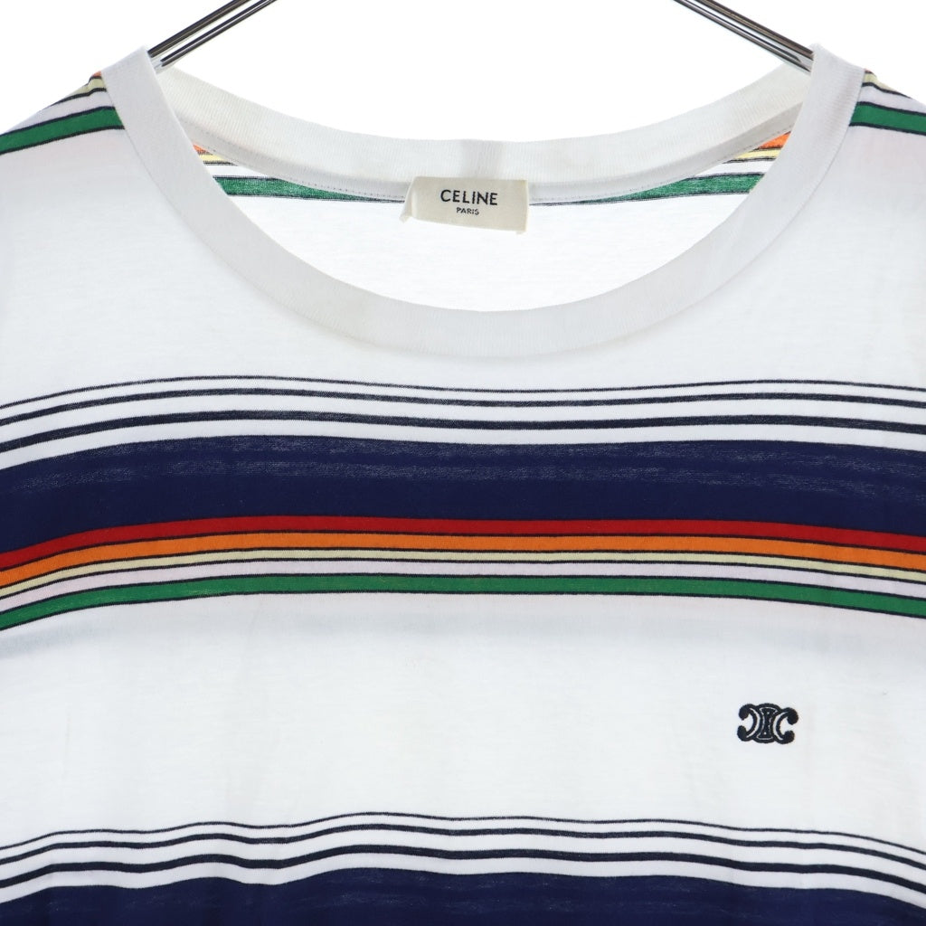 CELINE(セリーヌ) トリンオフ クルーネック半袖ボーダールーズカットソーTシャツ マルチカラー 2X04I807M.01MU