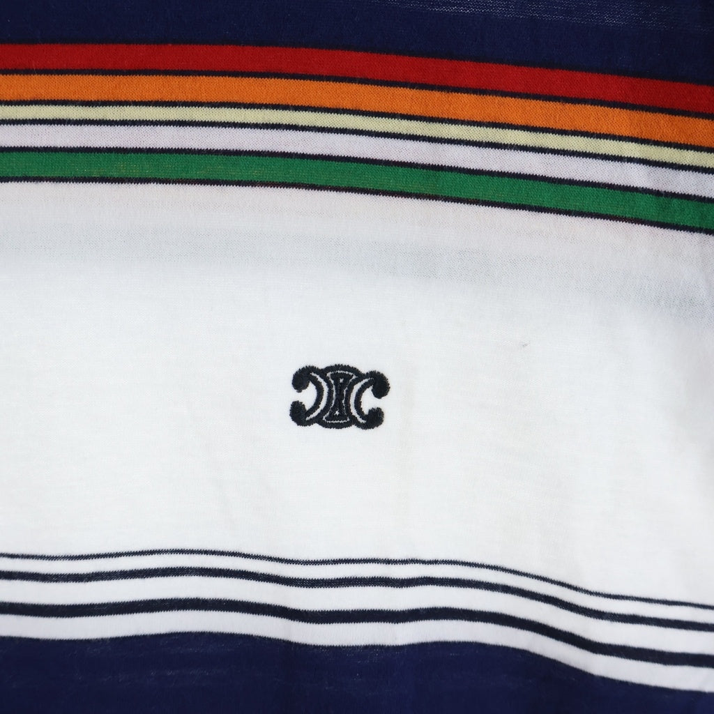 CELINE(セリーヌ) トリンオフ クルーネック半袖ボーダールーズカットソーTシャツ マルチカラー 2X04I807M.01MU