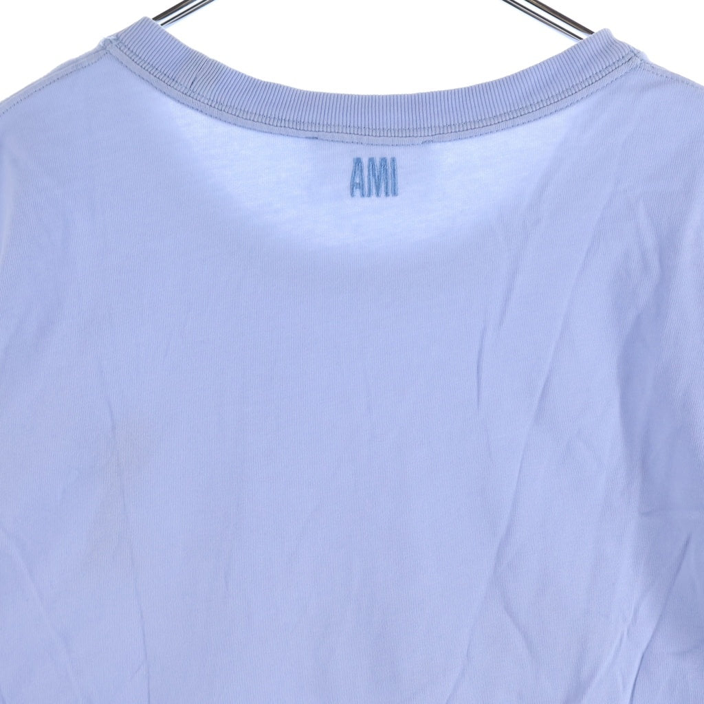ami paris(アミパリス) 22SS フロントハートロゴ刺繍 クルーネック半袖カットソーTシャツ ブルー E22UTS002.726