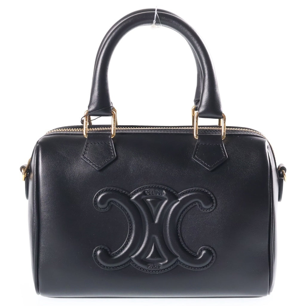 CELINE(セリーヌ) スモールボストン キュイル 2WAYハンドバッグ ブラック GD金具 レディース