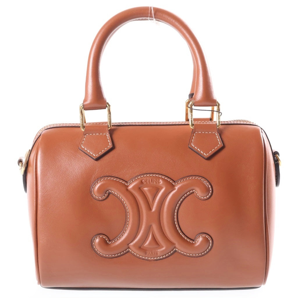CELINE(セリーヌ) スモールボストン キュイル 2WAYハンドバッグ ブラウン GD金具 レディース