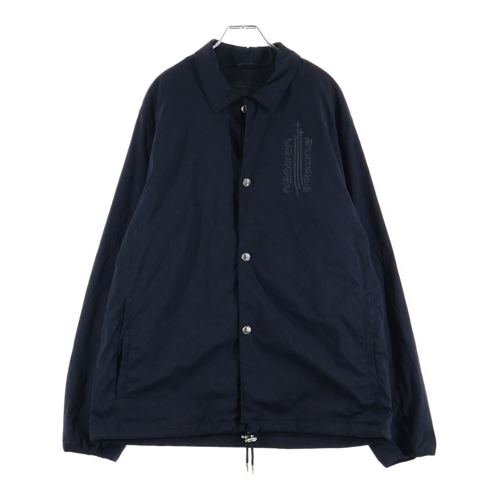 CHROME HEARTS(クロムハーツ) RIGGINS FBRC 英字プリント クロスボールボタン付き/総柄CHプラスプリント ナイロンコーチジャケット ブラック