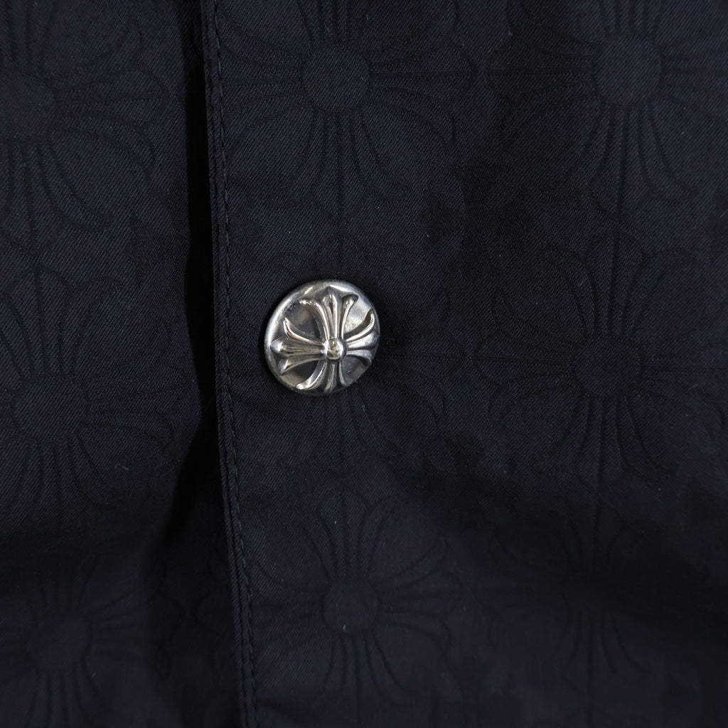 CHROME HEARTS(クロムハーツ) RIGGINS FBRC 英字プリント クロスボールボタン付き/総柄CHプラスプリント ナイロンコーチジャケット ブラック