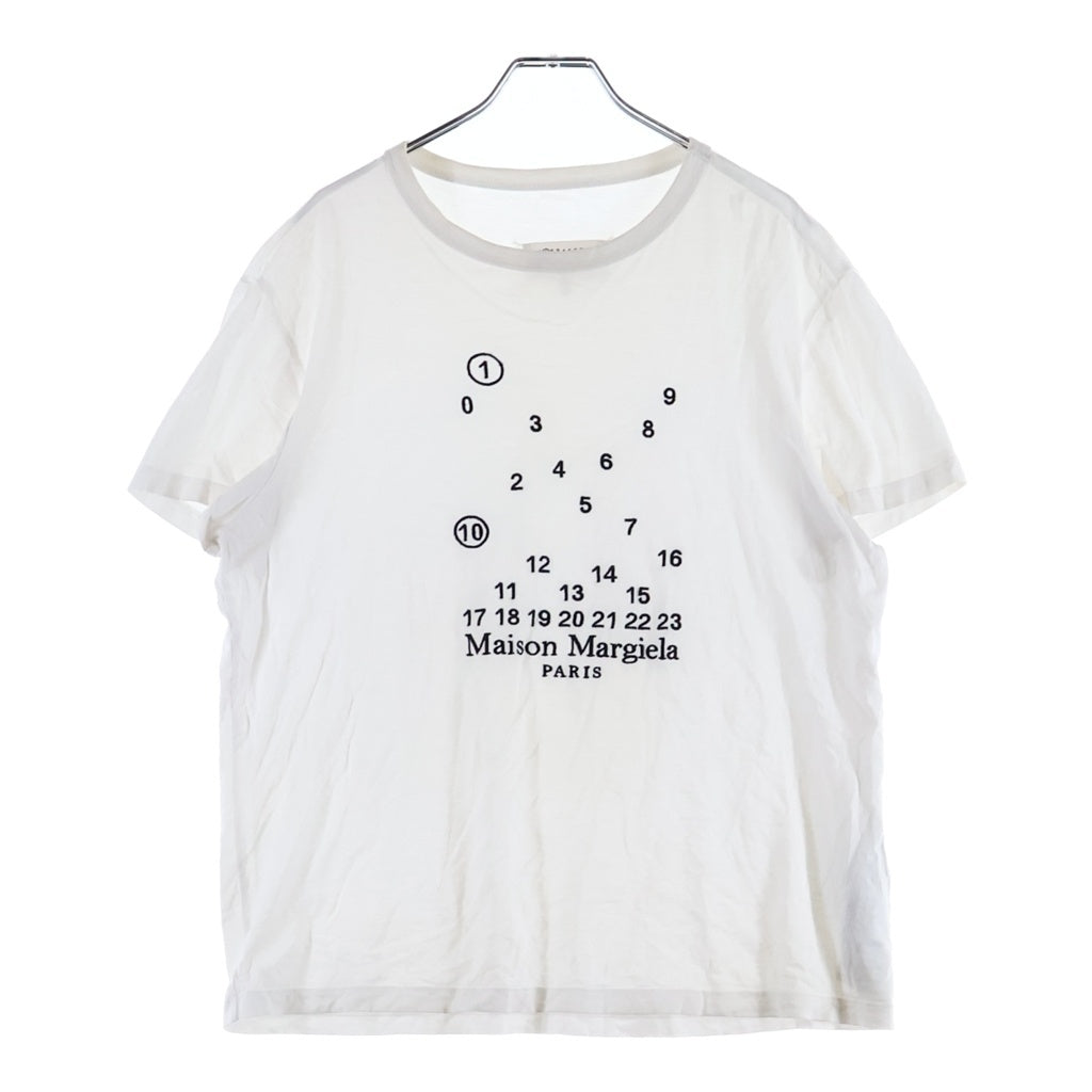 Maison Margiela(メゾンマルジェラ) ナンバリングロゴ刺繍 クルーネック半袖カットソーTシャツ ホワイト S50GC0684 S22816