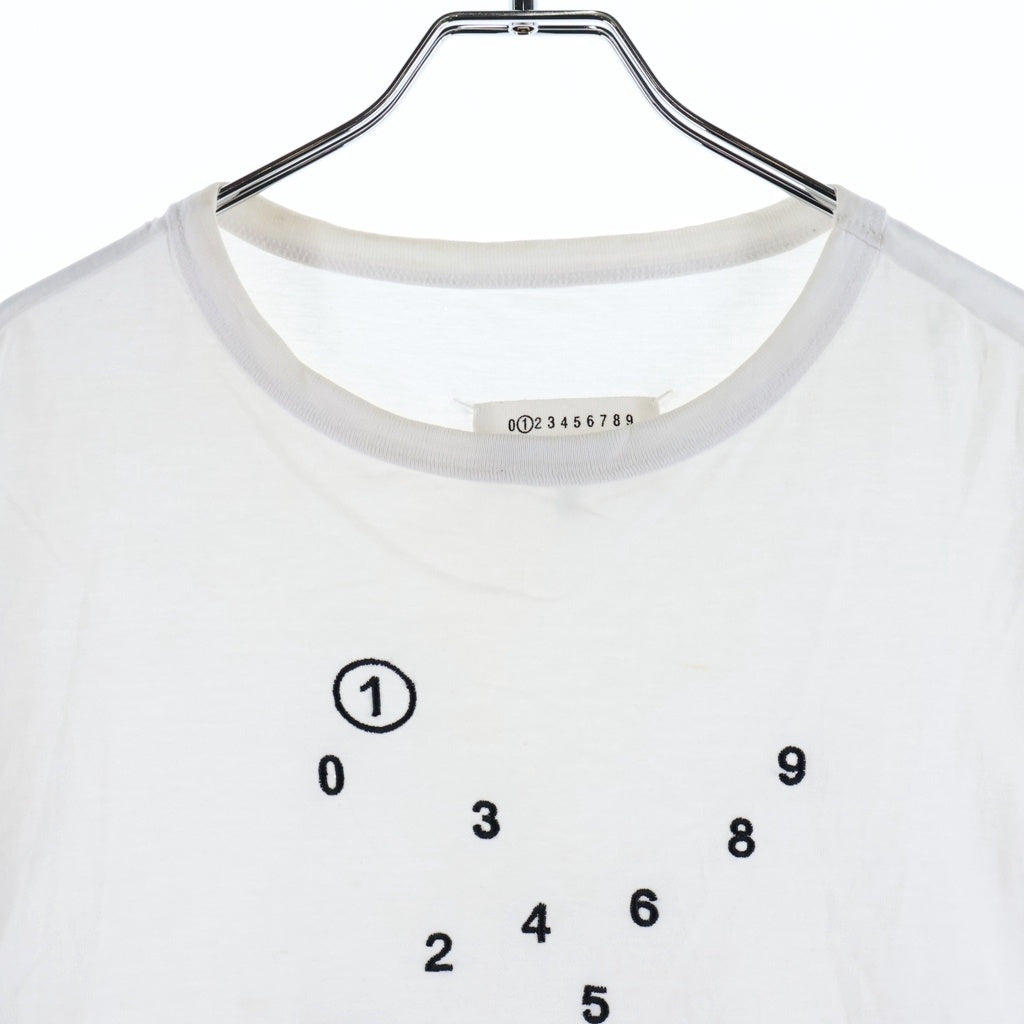 Maison Margiela(メゾンマルジェラ) ナンバリングロゴ刺繍 クルーネック半袖カットソーTシャツ ホワイト S50GC0684 S22816