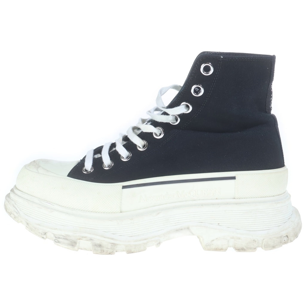 Alexander McQueen(アレキサンダーマックイーン) トレッドスリック チャンキーソールキャンバスレザーハイカットスニーカー ブラック/ホワイト 604254