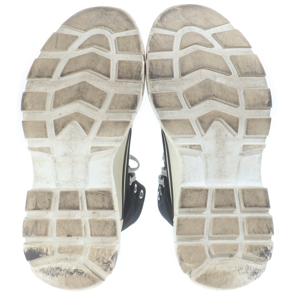 Alexander McQueen(アレキサンダーマックイーン) トレッドスリック チャンキーソールキャンバスレザーハイカットスニーカー ブラック/ホワイト 604254