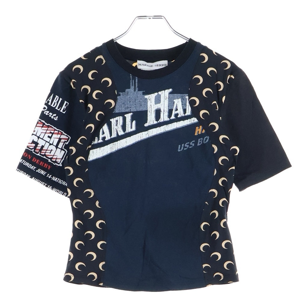 MARINE SERRE(マリーン セル) graphic tee グラフィック半袖Tシャツ カットソー ブラック レディース