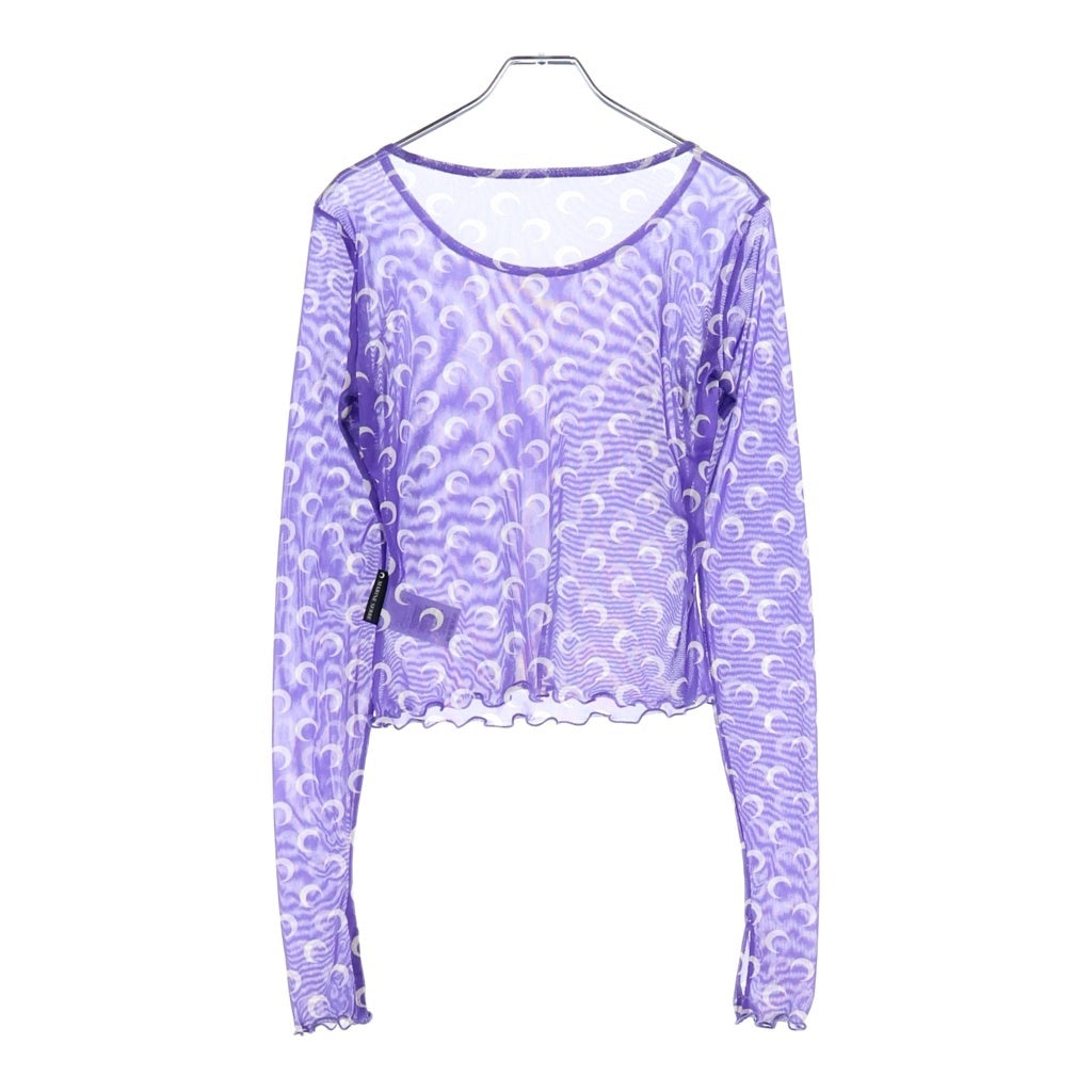MARINE SERRE(マリーン セル) Recycled Moon Mesh Crop Top Lavender ムーン メッシュ クロップド ロングスリーブTシャツ パープル レディース
