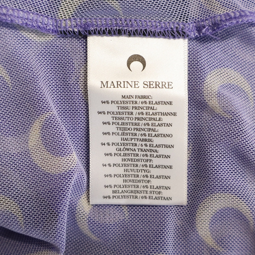 MARINE SERRE(マリーン セル) Recycled Moon Mesh Crop Top Lavender ムーン メッシュ クロップド ロングスリーブTシャツ パープル レディース