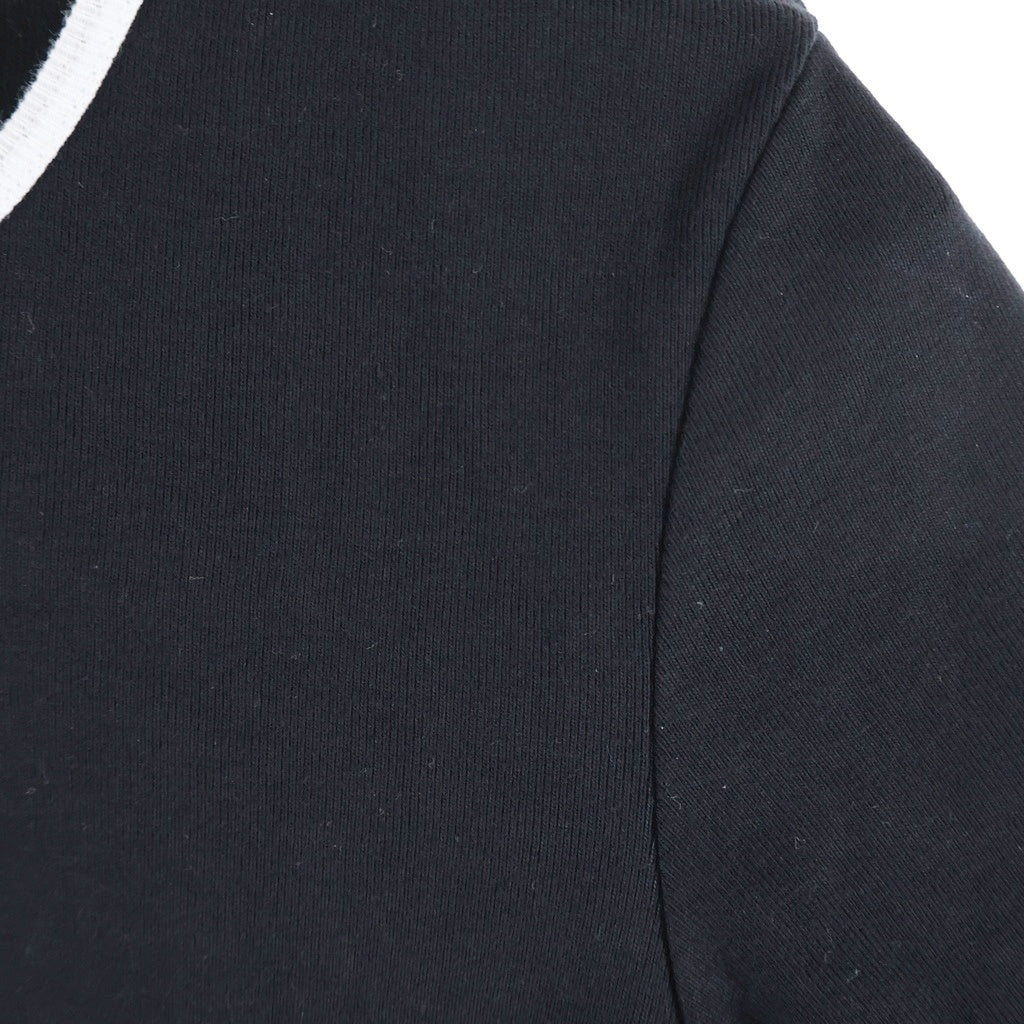 MARINE SERRE(マリーン セル) Moon Logo Bicolor ムーンロゴ リンガーT 半袖Tシャツ カットソー ブラック/ホワイト レディース