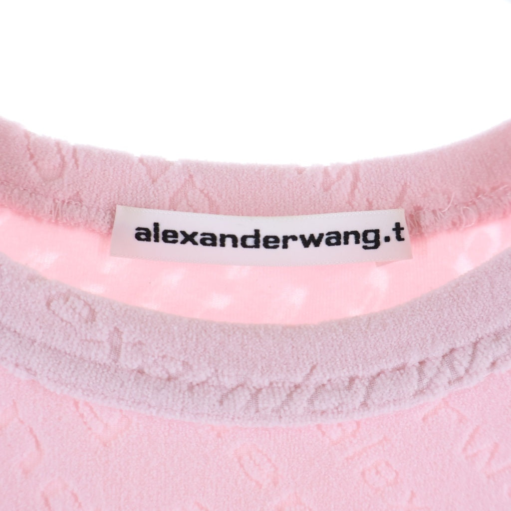 ALEXANDER WANG(アレキサンダーワン) パイル地 総柄ロゴ 半袖Tシャツ カットソー ピンク 4CC1241426 レディース