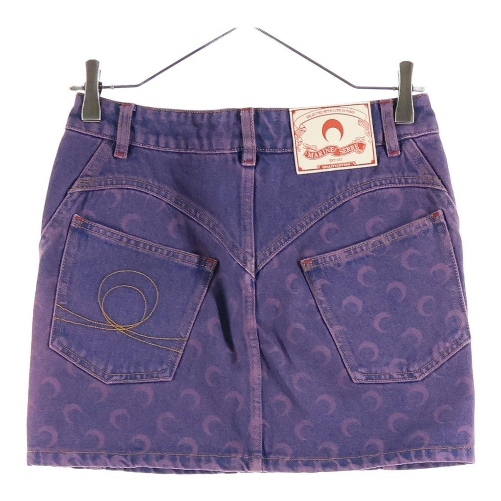 MARINE SERRE(マリーン セル) Moon Laser Denim Mini Skirt グラデーション デニムミニスカート パープル レディース